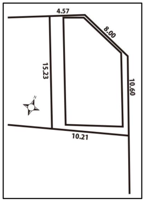 北東角隅切り約0.08m|
