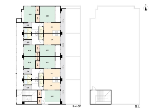 3-5階/屋上　平面図|